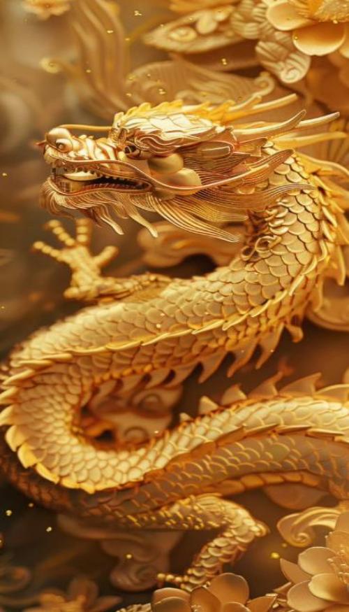 Hình nền điện thoại ảnh rồng vàng 3d đẹp 