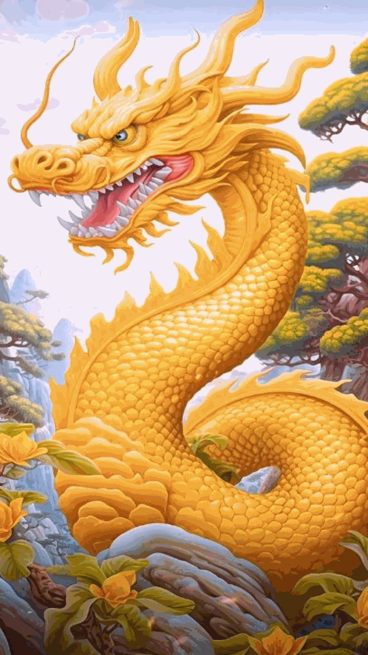 Hình nền điện thoại ảnh rồng vàng chuẩn 4K 