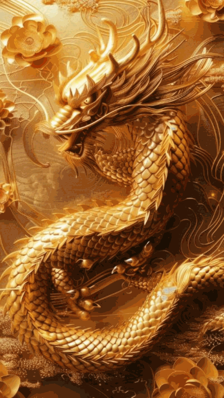 Hình nền điện thoại ảnh rồng vàng chuẩn 4K 