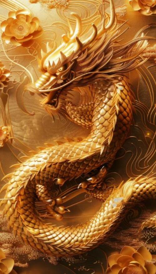 Hình nền điện thoại ảnh rồng vàng chuẩn 4K
