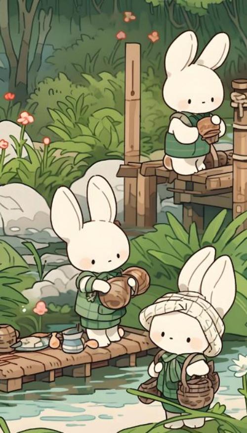 Hình nền thỏ chibi cute cho iphone 