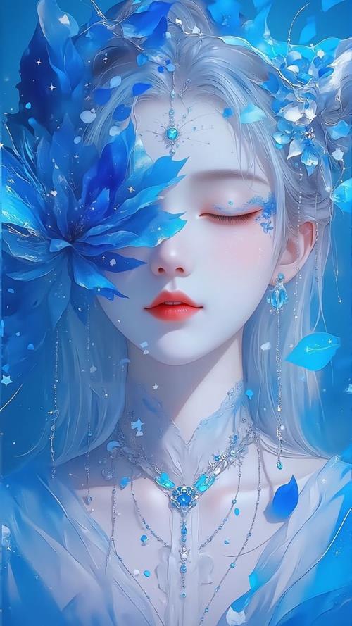 Hình nền gái xinh 4k tông màu xanh dương
