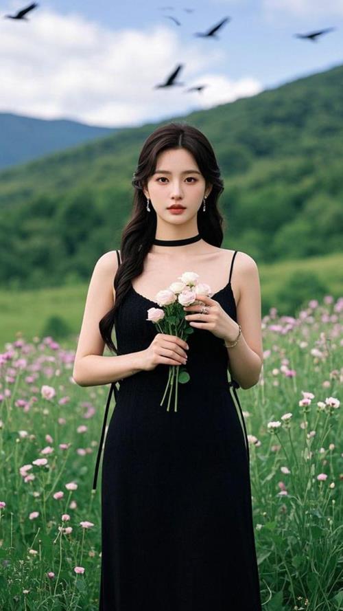 Ảnh gái xinh làm hình nền cầm hoa đẹp