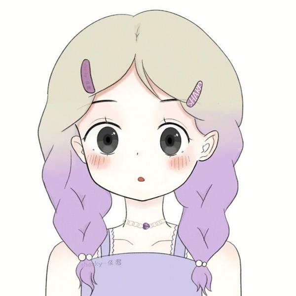 Hình vẽ cô gái cute đơn giản tóc tím