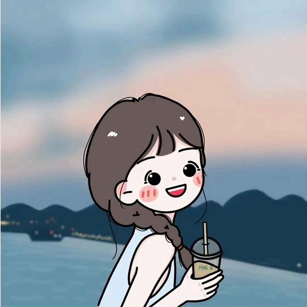 Hình chibi cute dễ vẽ nữ uống trà sữa