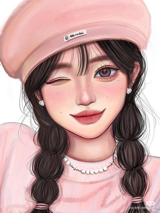 Hình vẽ cute đáng yêu con gái nháy mắt