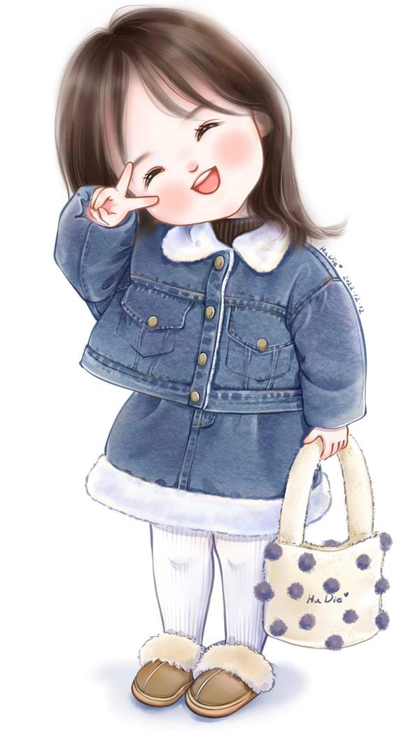 Hình vẽ bé gái đáng yêu cười tươi