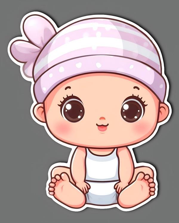 Hình vẽ trẻ sơ sinh mắt to trong dễ thương