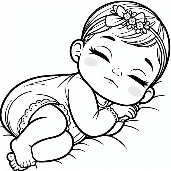 Hình tô màu em bé đang ngủ