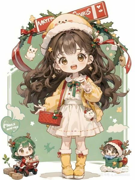 Tranh vẽ anime nữ chibi phong cách noel
