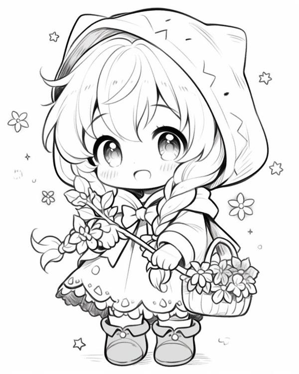 Hình tô màu gái chibi dễ thương