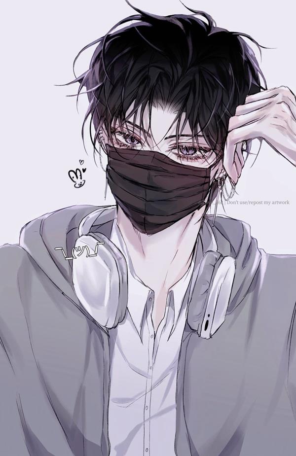 Ảnh nam đeo khẩu trang anime dễ thương