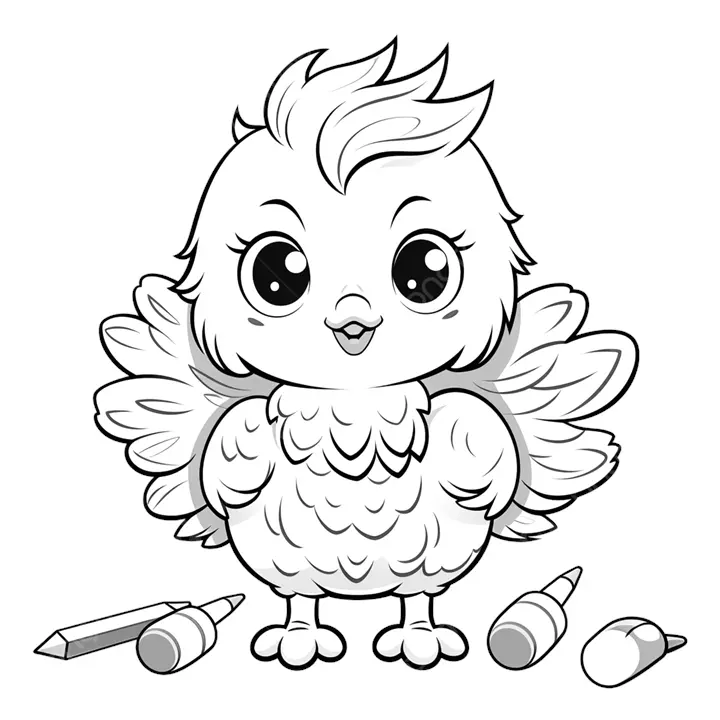 Tô màu con gà chibi