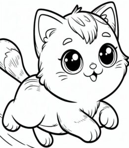 Hình tô màu con mèo dễ thương