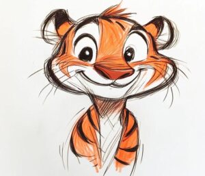 Tranh vẽ con hổ chibi cute xỉu