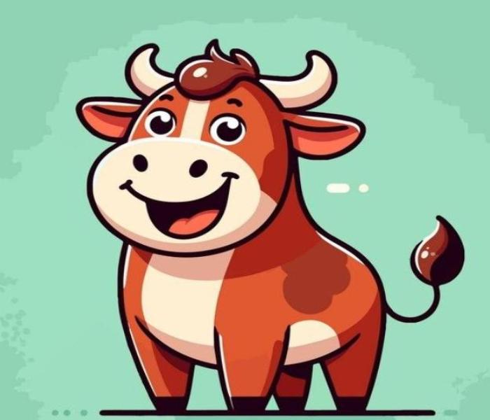 Tranh vẽ con trâu chibi đáng yêu