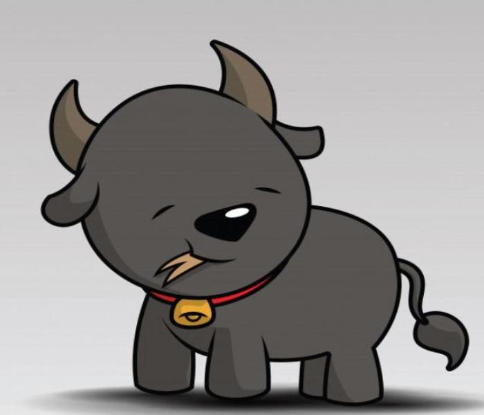 Tranh vẽ con trâu chibi đáng yêu