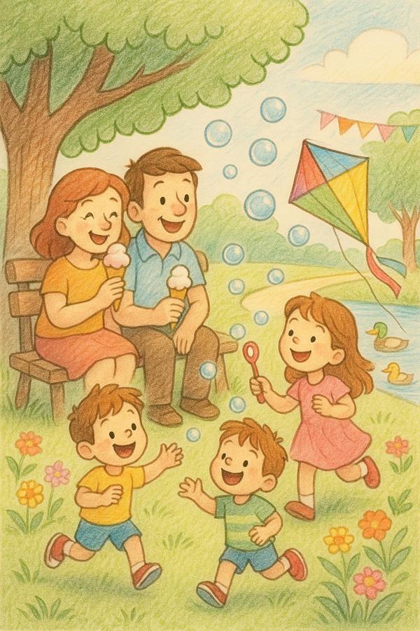Hình vẽ gia đình 5 người của học sinh 4