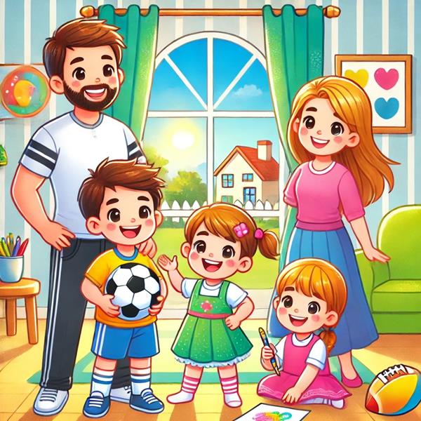 Ảnh vẽ chibi gia đình 5 người 2