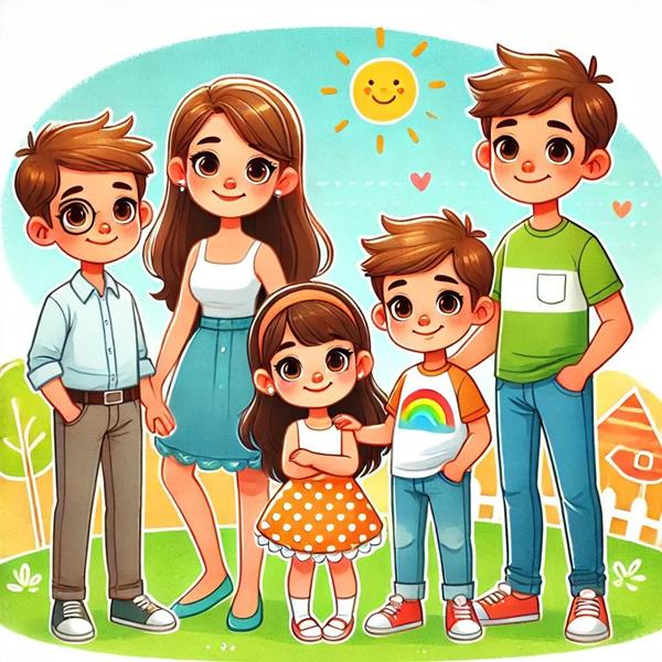 Ảnh vẽ chibi gia đình 5 người 3