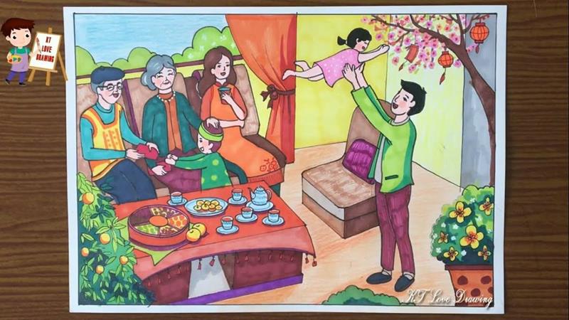 Tranh gia đình lớp 7