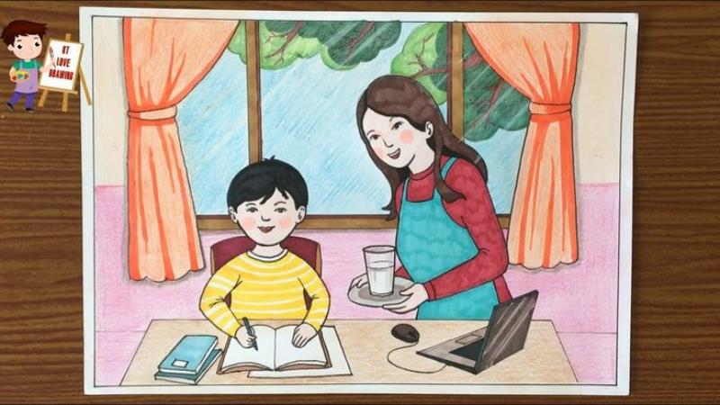 Tranh gia đình lớp 6