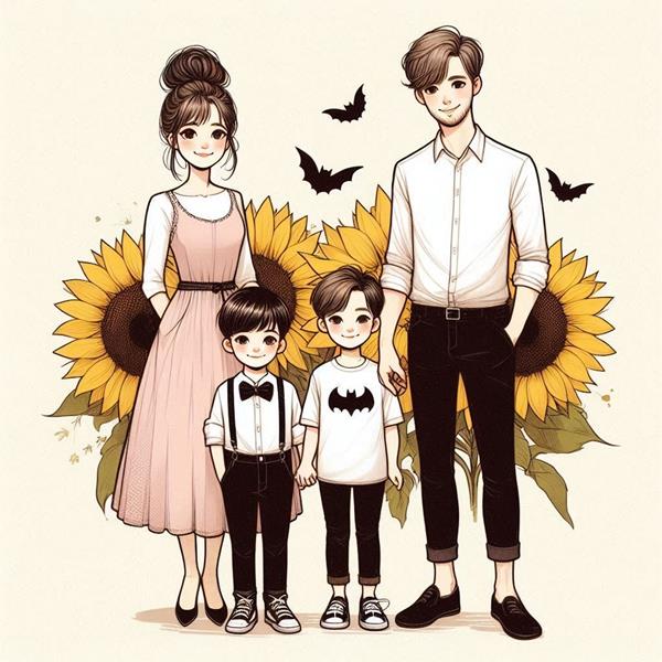 Tranh vẽ gia đình đơn giản 1