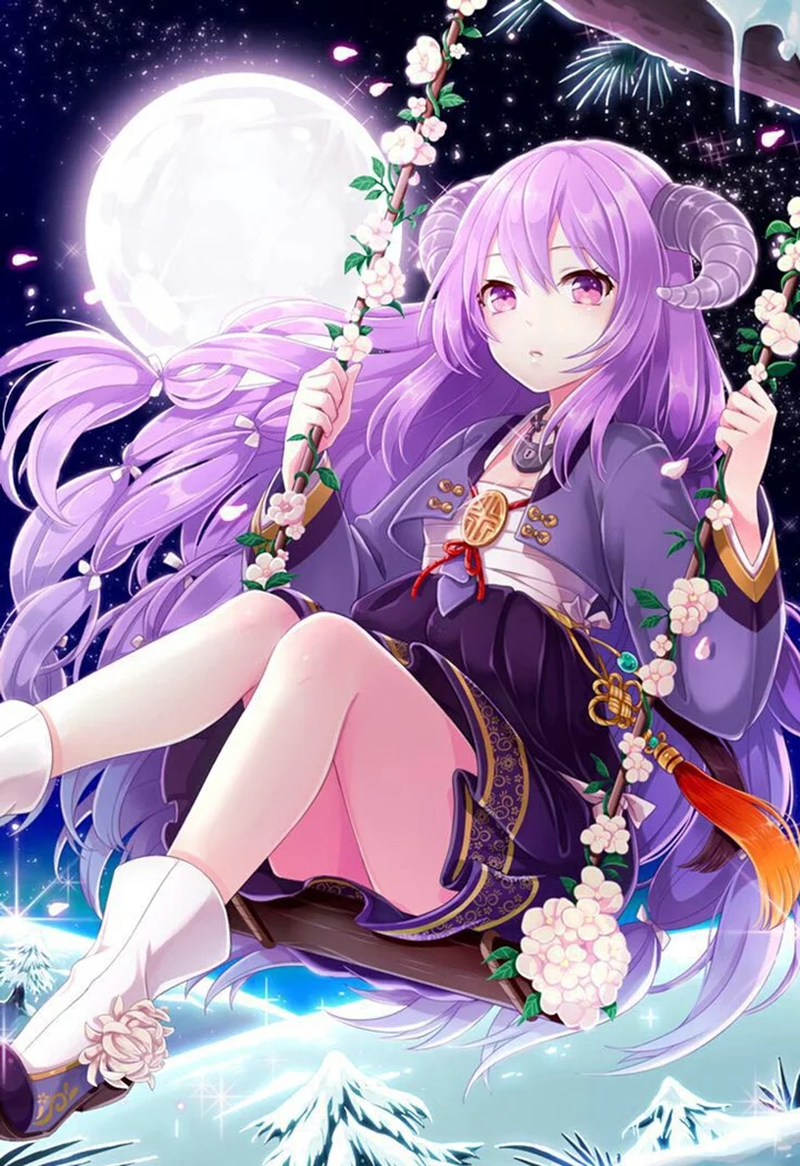 Hình ảnh anime nữ tóc tím bí ẩn & lôi cuốn