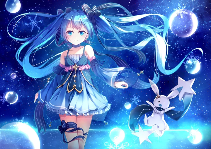 Ảnh anime nữ tóc xanh dương, xanh lá độc đáo