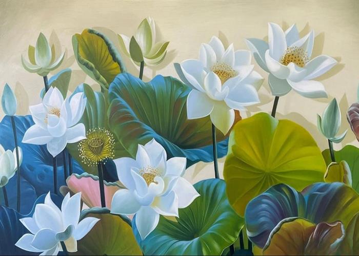 Hình ảnh hoa sen vẽ kiểu nghệ thuật