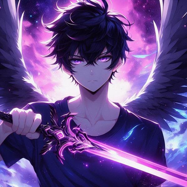 Hình anime nam màu tím ngầu chất