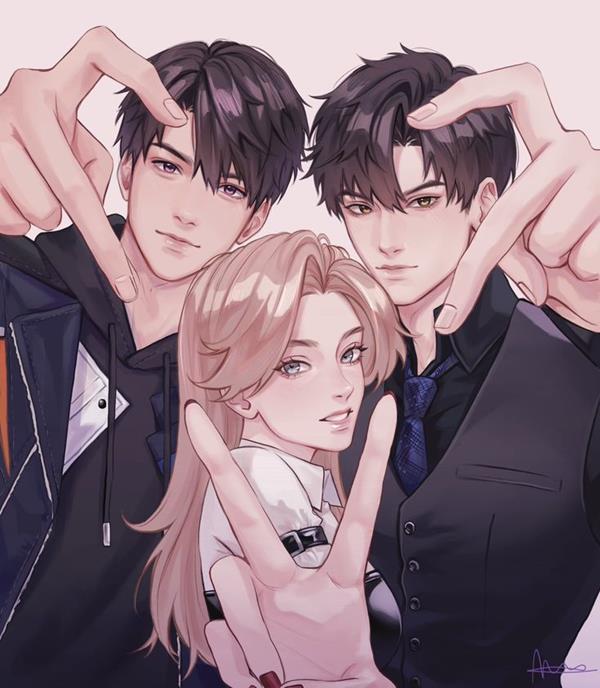 Hình anime 2 nam 1 nữ