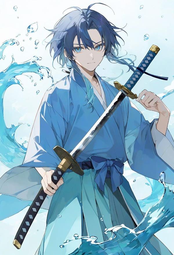 Ảnh anime nam cầm katana Nhật Bản