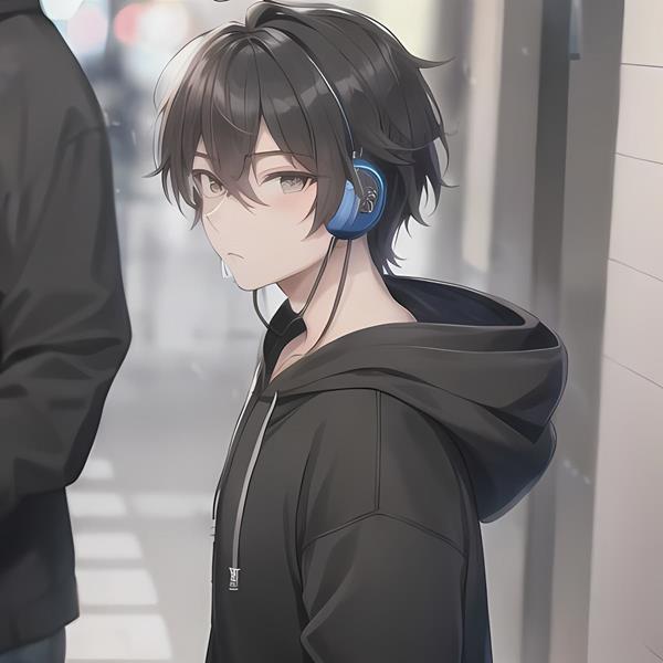 Anime trai đẹp đeo tai nghe