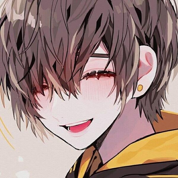 Hình trai anime ngại ngùng cười