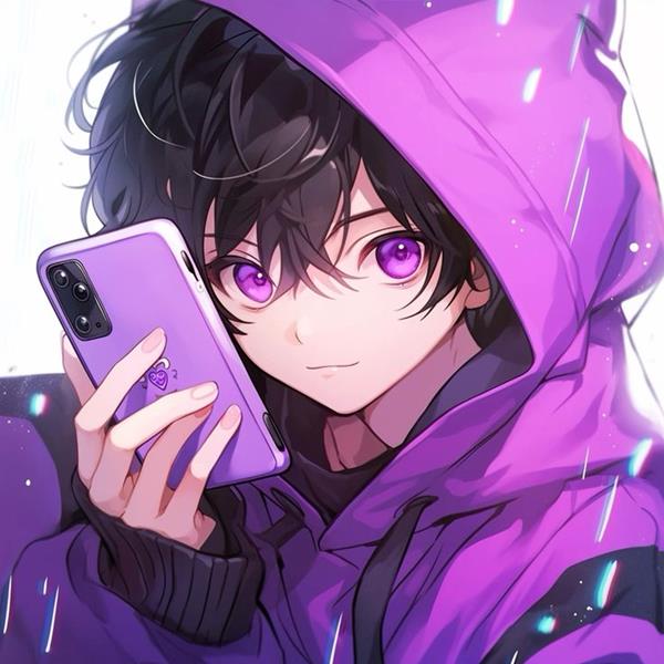 Hình anime nam màu tím siêu cute