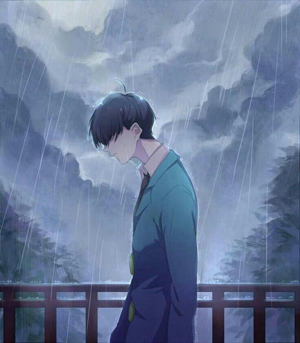 Hình ảnh anime nam buồn dưới mưa