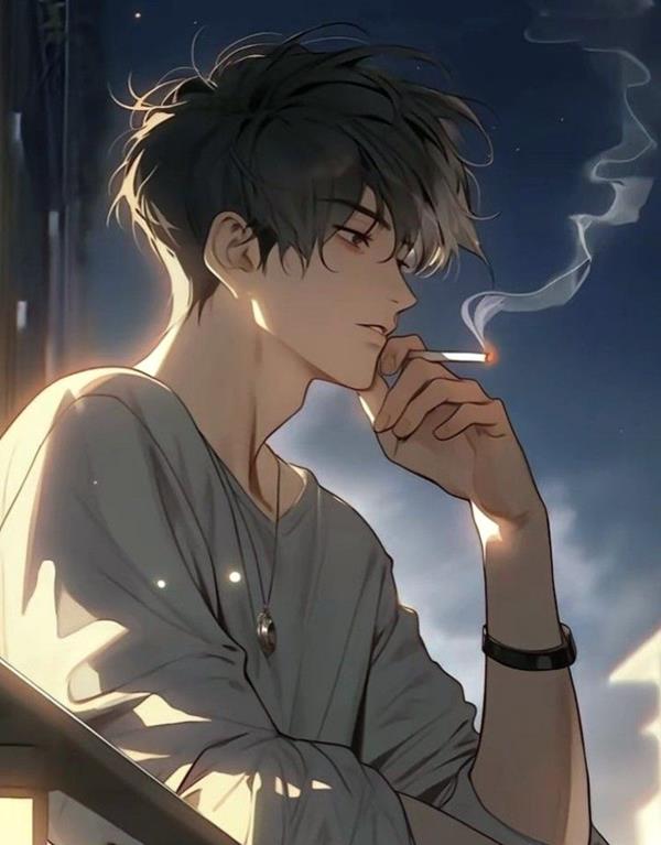 Hình anime buồn ngầu hút thuốc 