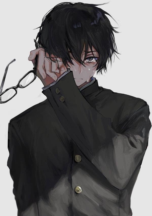 Anime nam buồn khóc lau nước mắt