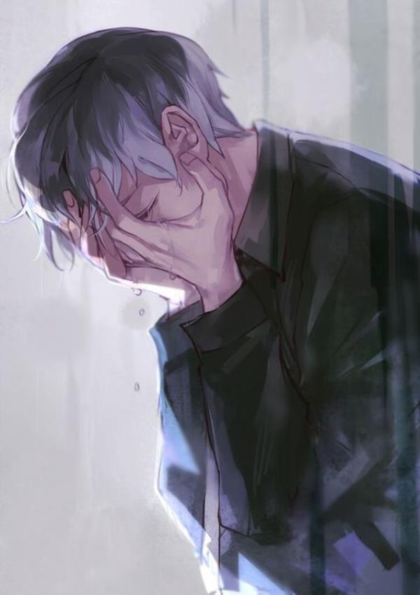 Ảnh anime nam khóc che mặt
