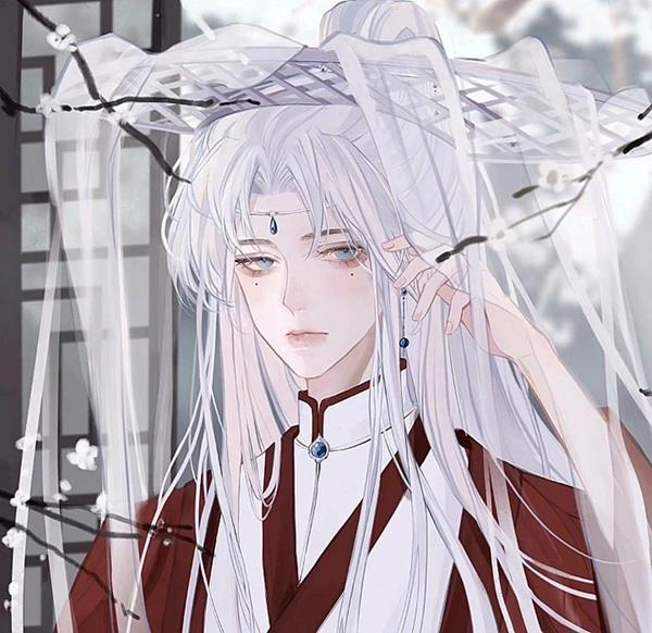 Hình anime nam cổ trang tóc trắng