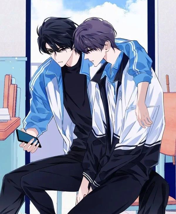 Hình anime nam học sinh và cậu bạn thân