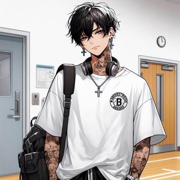 Ảnh anime nam học sinh xăm trổ ngầu 