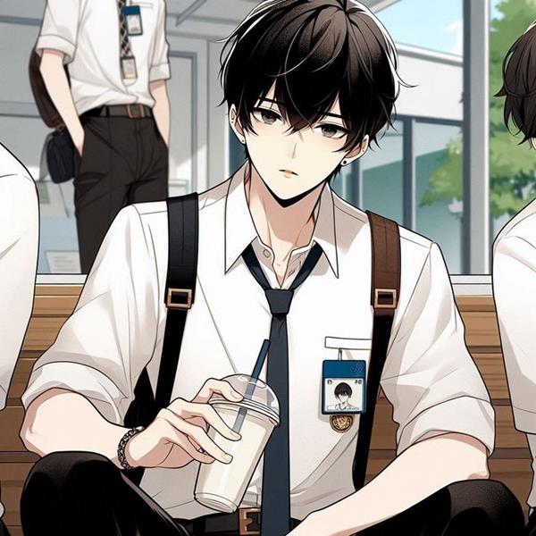 Anime học sinh nam mặc sơ mi trắng lạnh lùng 