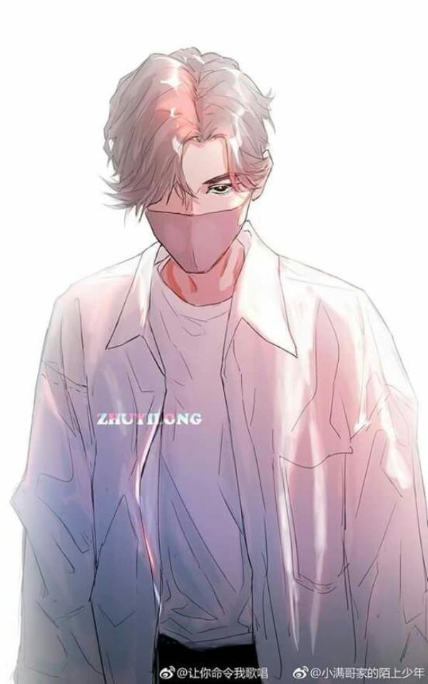 Hình anime nam đeo khẩu trang trắng hot nhất