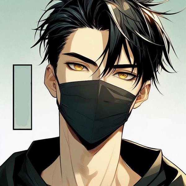 Ảnh anime nam ngầu đeo khẩu trang đôi mắt vàng