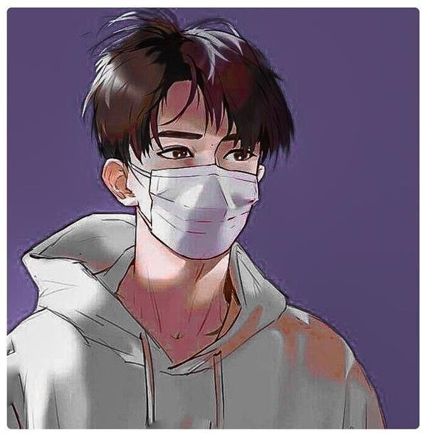 Hình anime nam đeo khẩu trang trắng đẹp ấn tượng