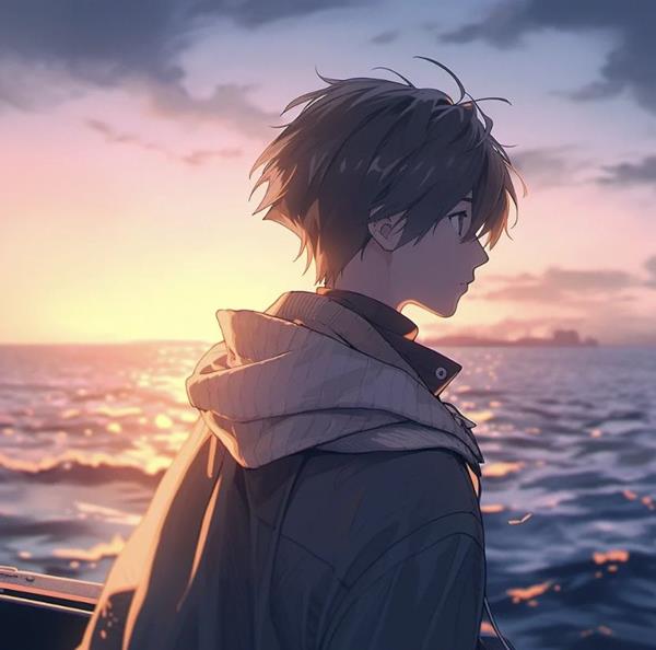 Avatar ảnh trai buồn anime nơi biển khơi
