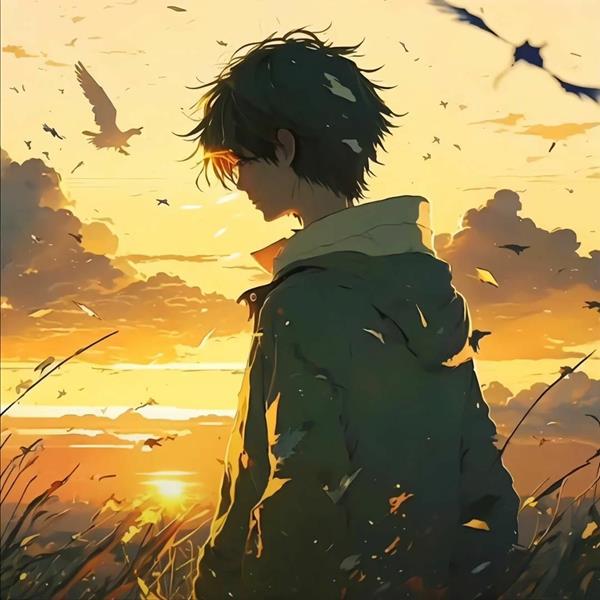 Ảnh đại diện anime nam buồn khi hoàng hôn