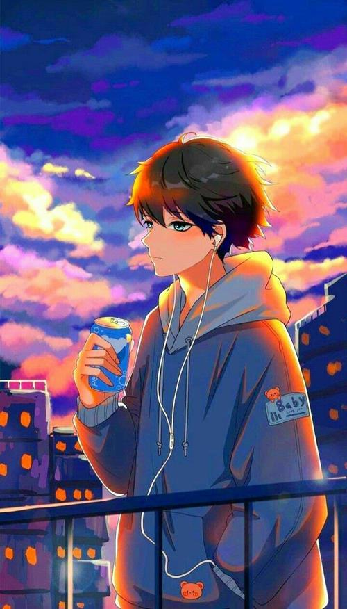 Ảnh nền điện thoại anime nam bình yên lúc hoàng hôn